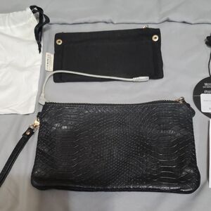 H Butler Black Snake Textured Women's Charging Wristlet